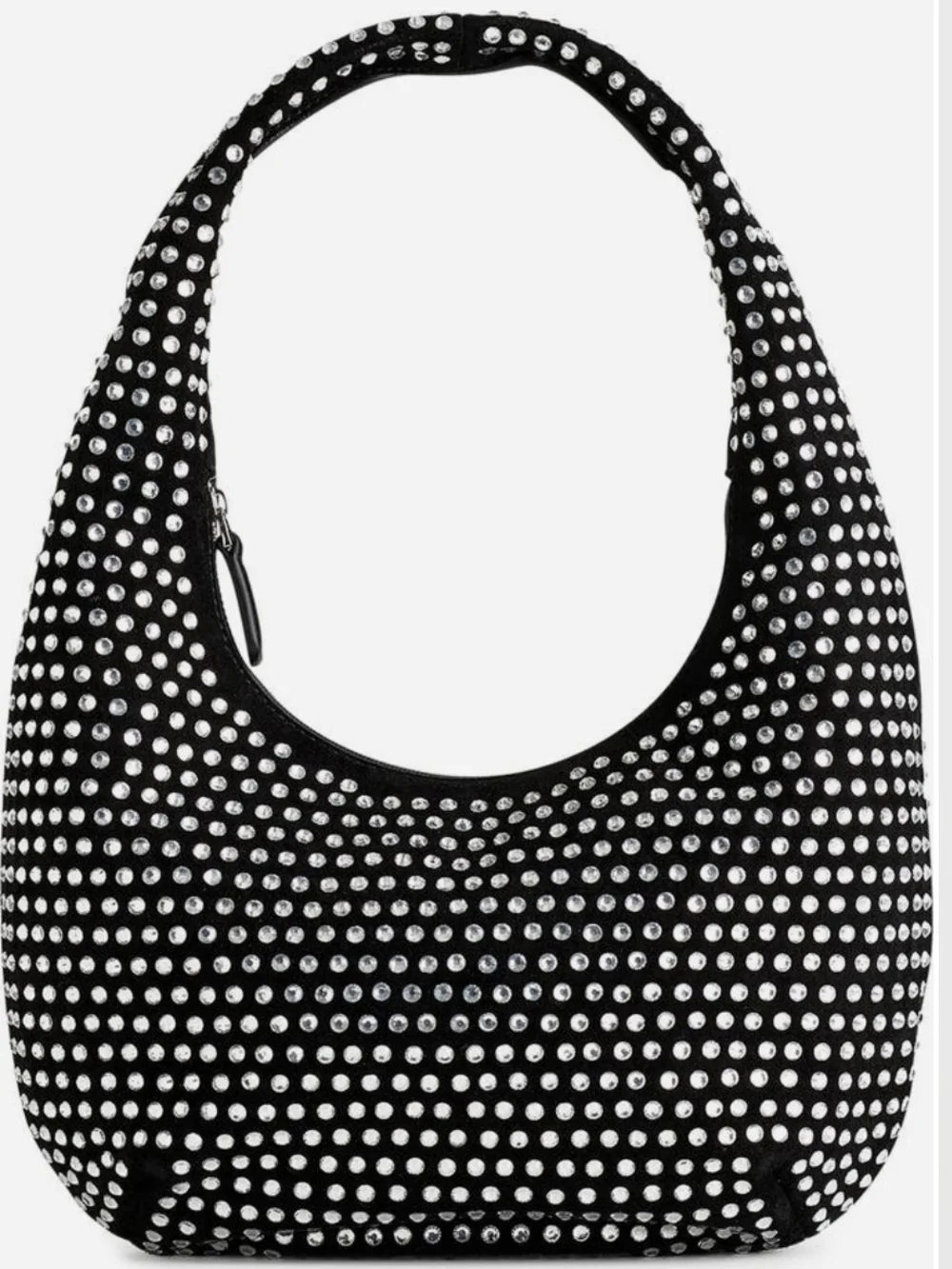Madewell Black Rhinestone-Studded Hobo Shoulder Bag